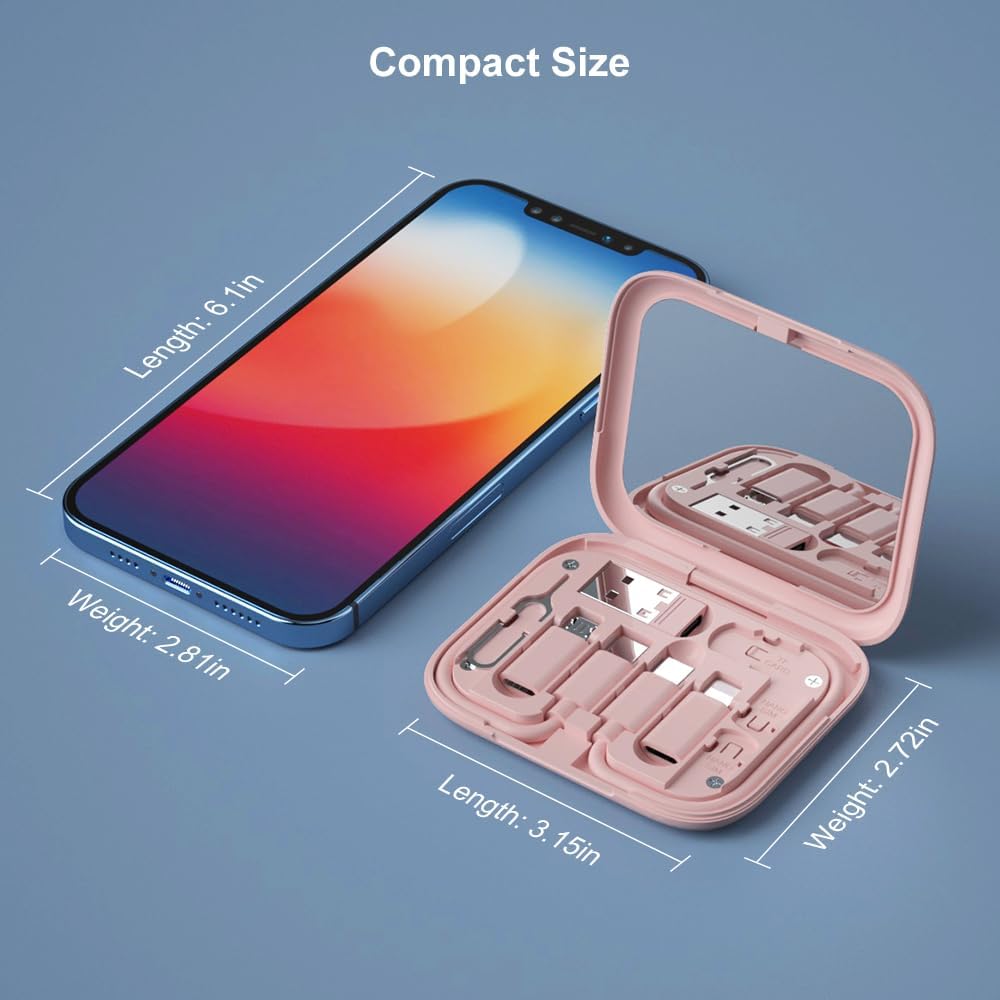 USB-C to USB Adapter, USB C Male Cable Box Contains Makeup Mirror/USB C Cable/Micro USB to USB C/USB A to USB C, Cell Phone OTG Adapters for iPhone 15/16 Pro, Google Pixel, Samsung Galaxy…