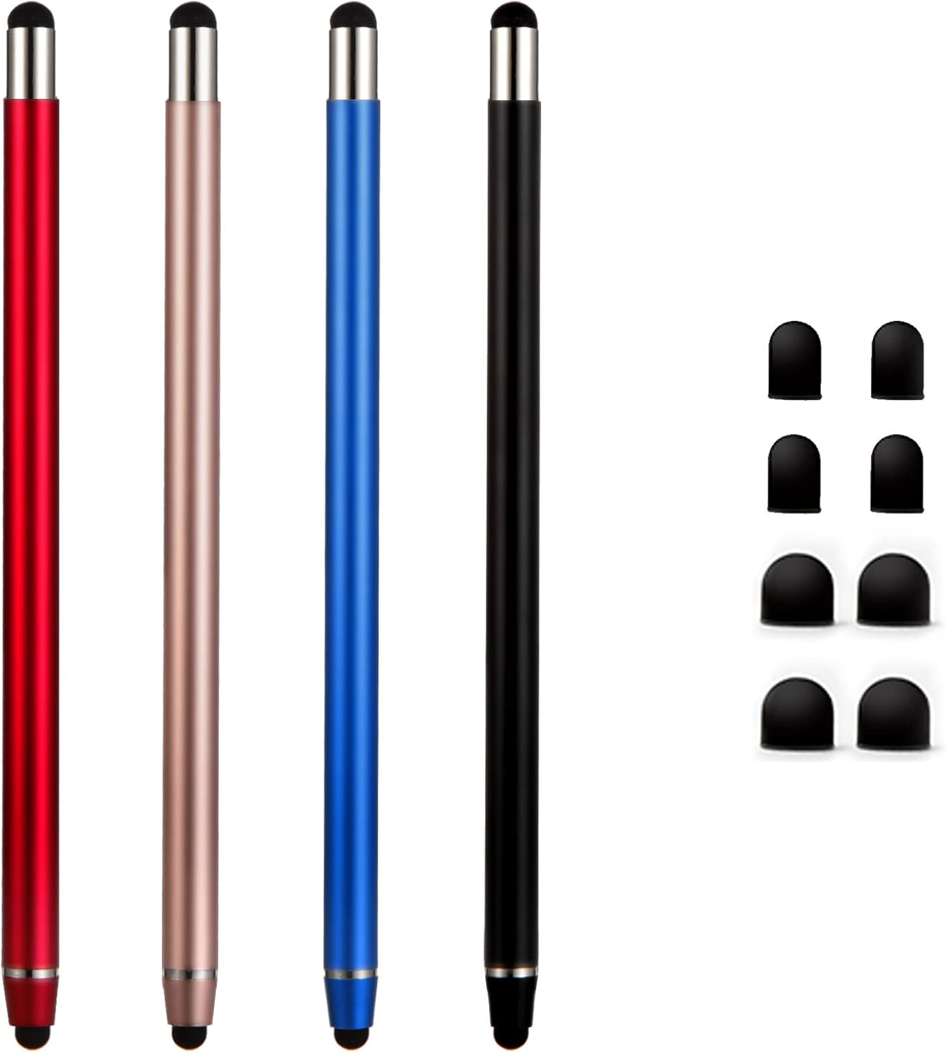 Stylus Pens for Touch Screens - Waycco High Sensitivity Capacitive Stylus 2 in 1 Touch Screen Pen with 8 Replaceable Tips for iPad iPhone Tablets Samsung Galaxy All Universal Touch Devices - 4 Pack