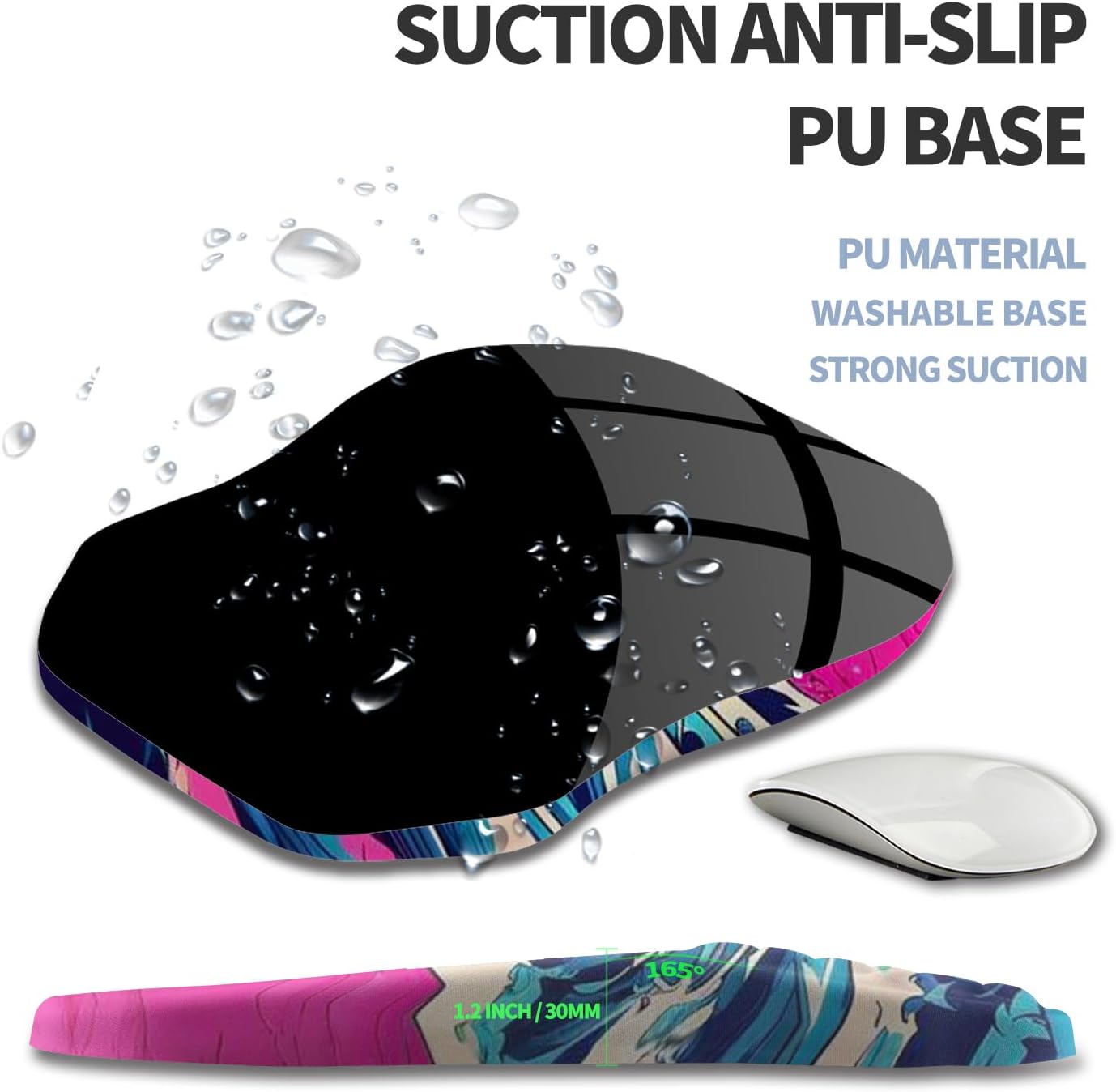 Ergonomic Raised Mouse Pad Wrist Support with Bilateral Slope Memory Foam Mousepad for Wrist Rest and Carpal Tunnel Pain Relief 11.8x7.9〃Twilight Waves