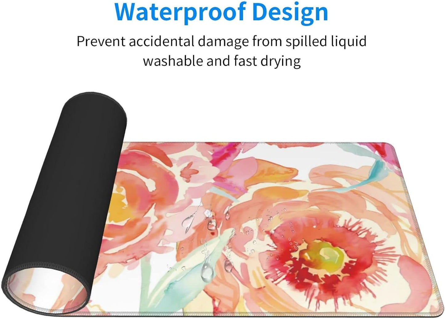 Pink Flower Large Mouse Pad Extended Gaming Mousepad 31.5 x 11.8 Inch with Anti-Slip Rubber Base Cute Office Decor Women Girls Computer Accessories Home Office Supplies