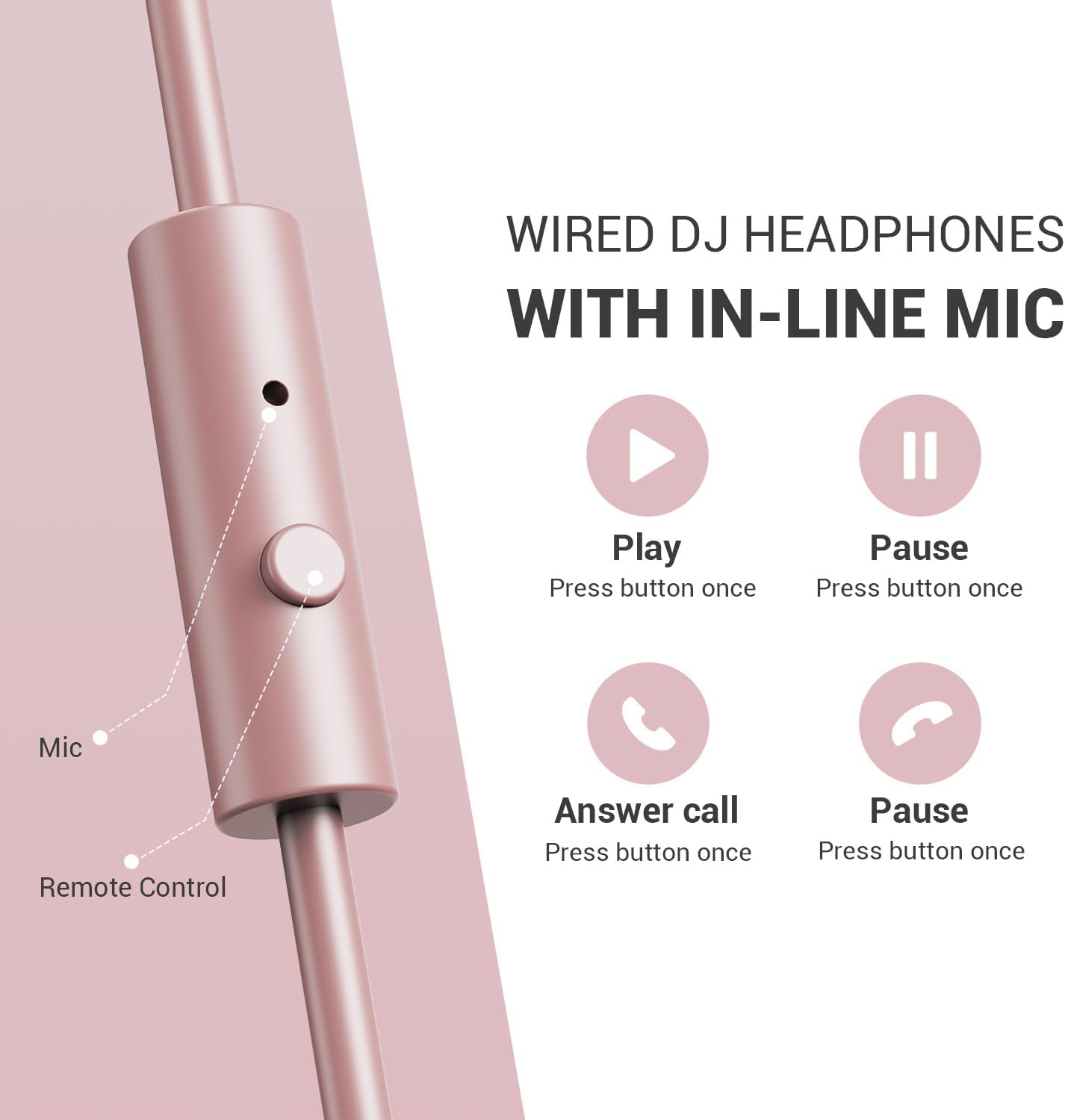 OneOdio Wired Over Ear Headphones Studio Monitor & Mixing DJ Stereo Headsets with 50mm Neodymium Drivers and 1/4 to 3.5mm Jack for AMP Computer Recording Podcast Keyboard Guitar Laptop - Pink