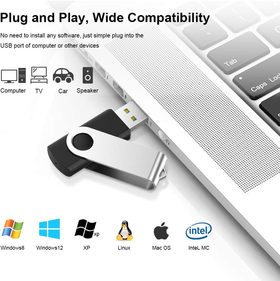 KEXIN 20 Pack 8GB Flash Drive 8G Bulk USB Thumb Drive USB Stick Jump Drive USB 2.0 Flash Drive with Led Indicator, Black