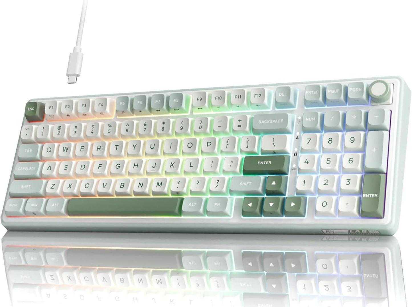 RK ROYAL KLUDGE R98 Pro Creamy Mechanical Keyboard, 96% Wired Gaming Keyboard RGB Backlit with Number Pad and Volume Knob, Gasket Mount, MDA Profile PBT Keycaps, Hot Swappable Pre-lubed Tactile Switch