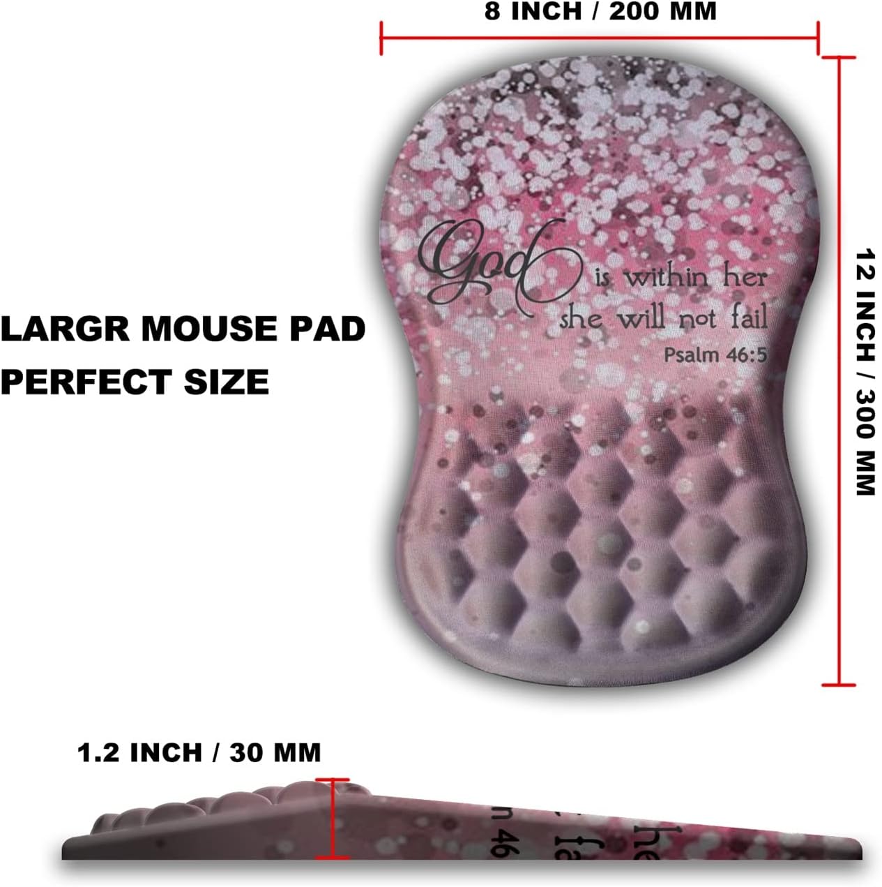 Mouse Pad Wrist Support, Ergonomic Mouse Pad with Massage Dot, Comfortable Computer Mouse Pad for Laptop, Wrist Rest Pain Relief Mousepad with Non-Slip PU Base for Office & Home, 12 x 8 in