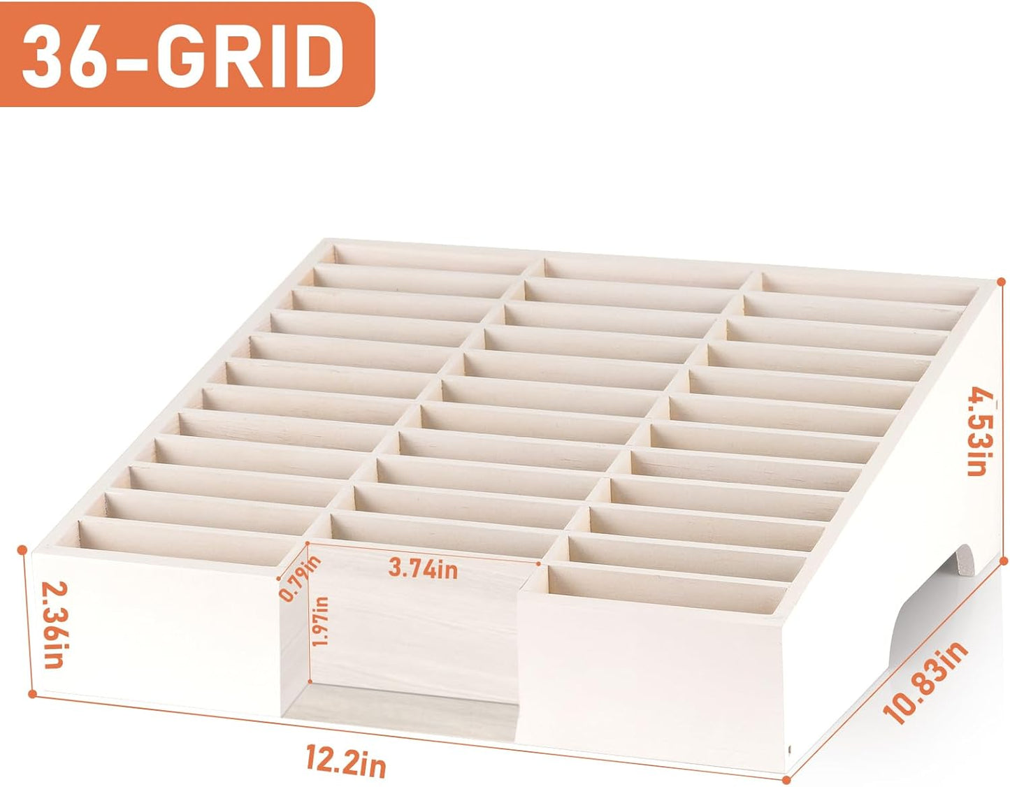 Wooden 36-Grid Cell Phones Storage Box Desktop Mobile Phone Holder Organizer for Office School Classroom (36-Grid White)