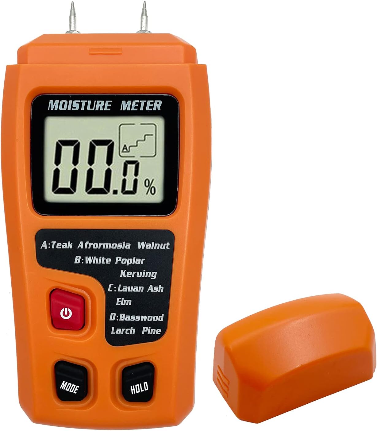 Digital Wood Moisture Meter Wood Humidity Tester Hygrometer Timber Damp Detector Large LCD Display (Orange)