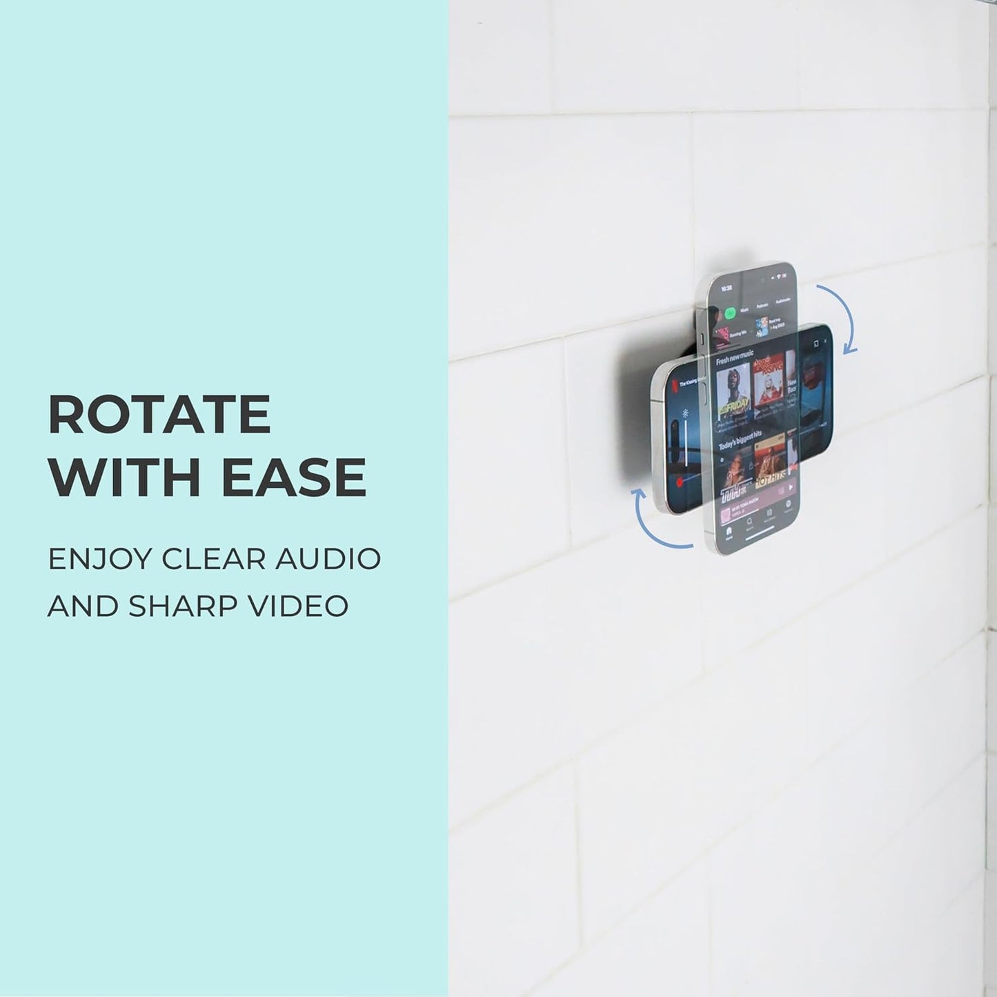 hula+ MagSafe Phone Holder Portable Mount, Reusable Stand for Shower, Mirror, Kitchen, Window, & Bathroom Compatible with MagSafe Adjustable Rotation for Content, TikTok, Movies & Music