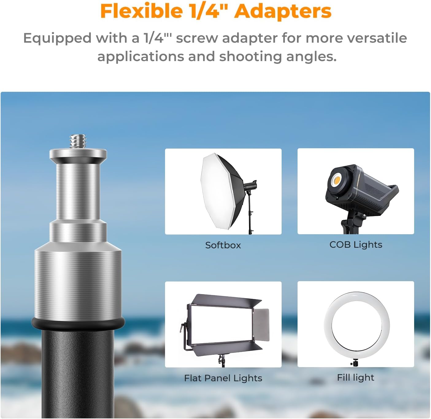 K&F Concept Light Stand for Photography, 7.5ft/2.3M Portable Extendable Photo Video Tripod Stand, Lighting Tripod with 1/4" Screw for Lighting/Strobe Light/Webcams/Cameras/Softbox, with Storage Bag