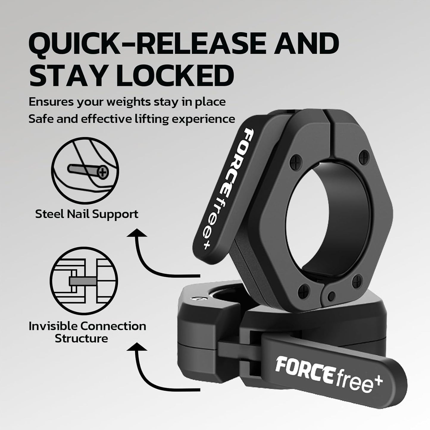 Barbell Clips (Pair), Barbell Clamps, Quick Release Olympic Barbell Clamps with Anti Slip TPR Grip, Barbell Collars for Secure Weightlifting & Powerlifting