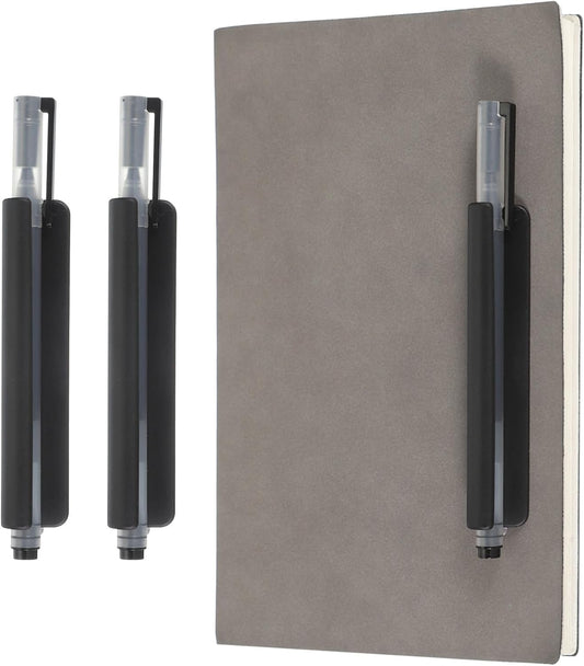 PATIKIL 2 Pcs Adhesive Pencil Holders, 105mm Long Universal Pencil Clip Silicone Pen Holder Office Pen Organizer for Desk Wall Clipboard Notebook Tablet Case Stylus, Black