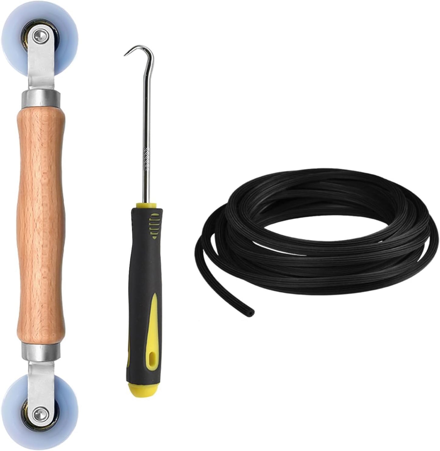 BAYTORY Window Screen Repair Kit, Nylon Roller Tool with Bearing, Spline Removal Hook and 32ft Retainer Spline Replacement for Installing Door Mesh Screens