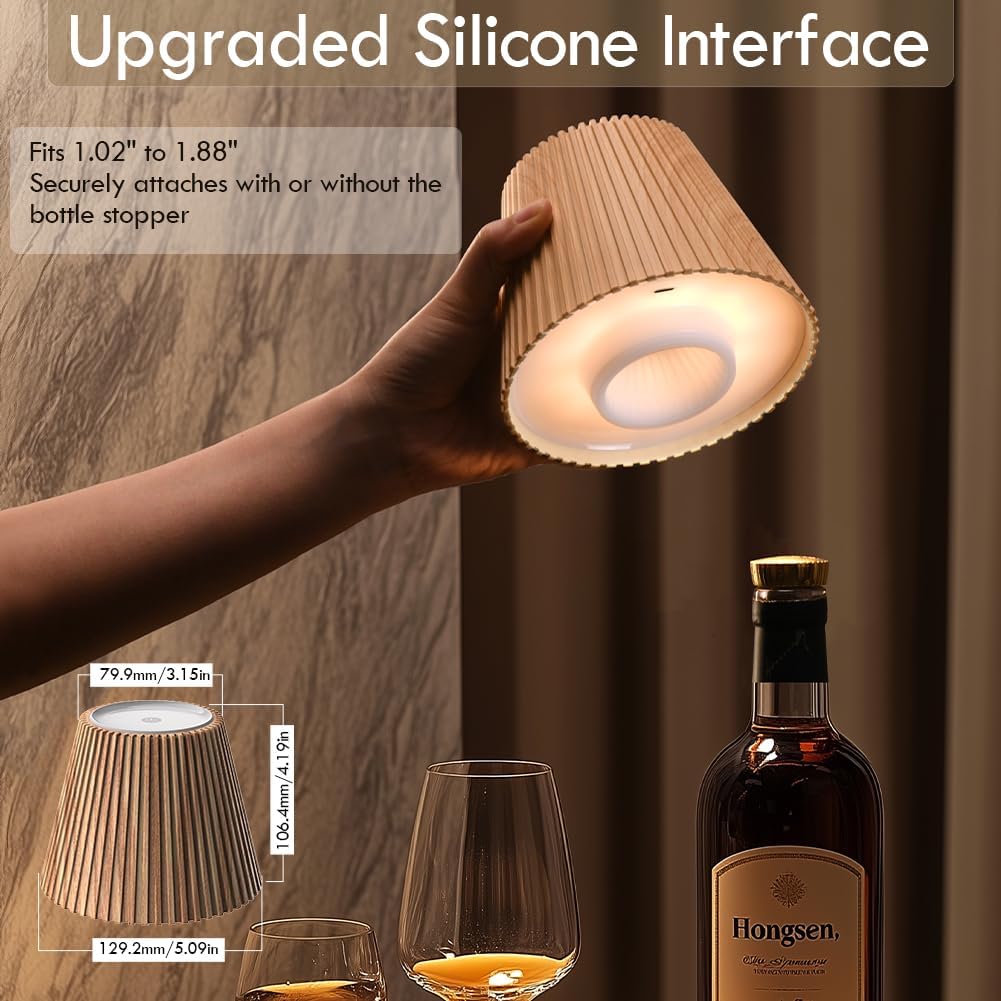 WILIT Wireless Bottle Lamp Shades for Table Lamps, 3 Level Brightness Bar Lights for Home Bar, Rechargeable Cordless Lamp for Bedroom Bar&Restaurant, Modern Wine Bottle Light, Gifts for Women