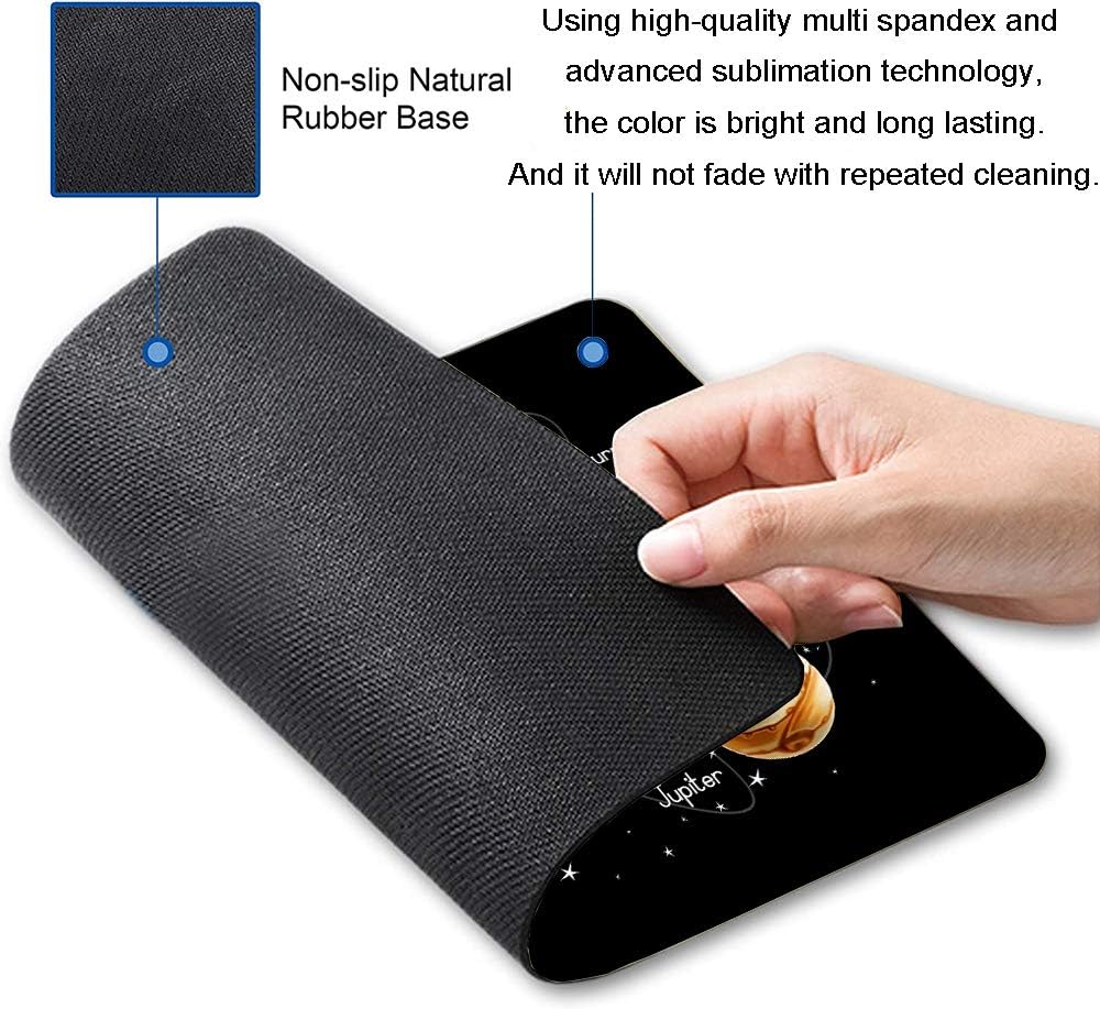 Solar System Planets Stars and Milky Way Galaxy Space Gaming Mouse Pad Square Mouse Pad Non-Slip Rubber Base Gaming MousePads for Computers Laptop Office, 9.5"x7.9"x0.12" Inch( 240mm x 200mm x 3mm)