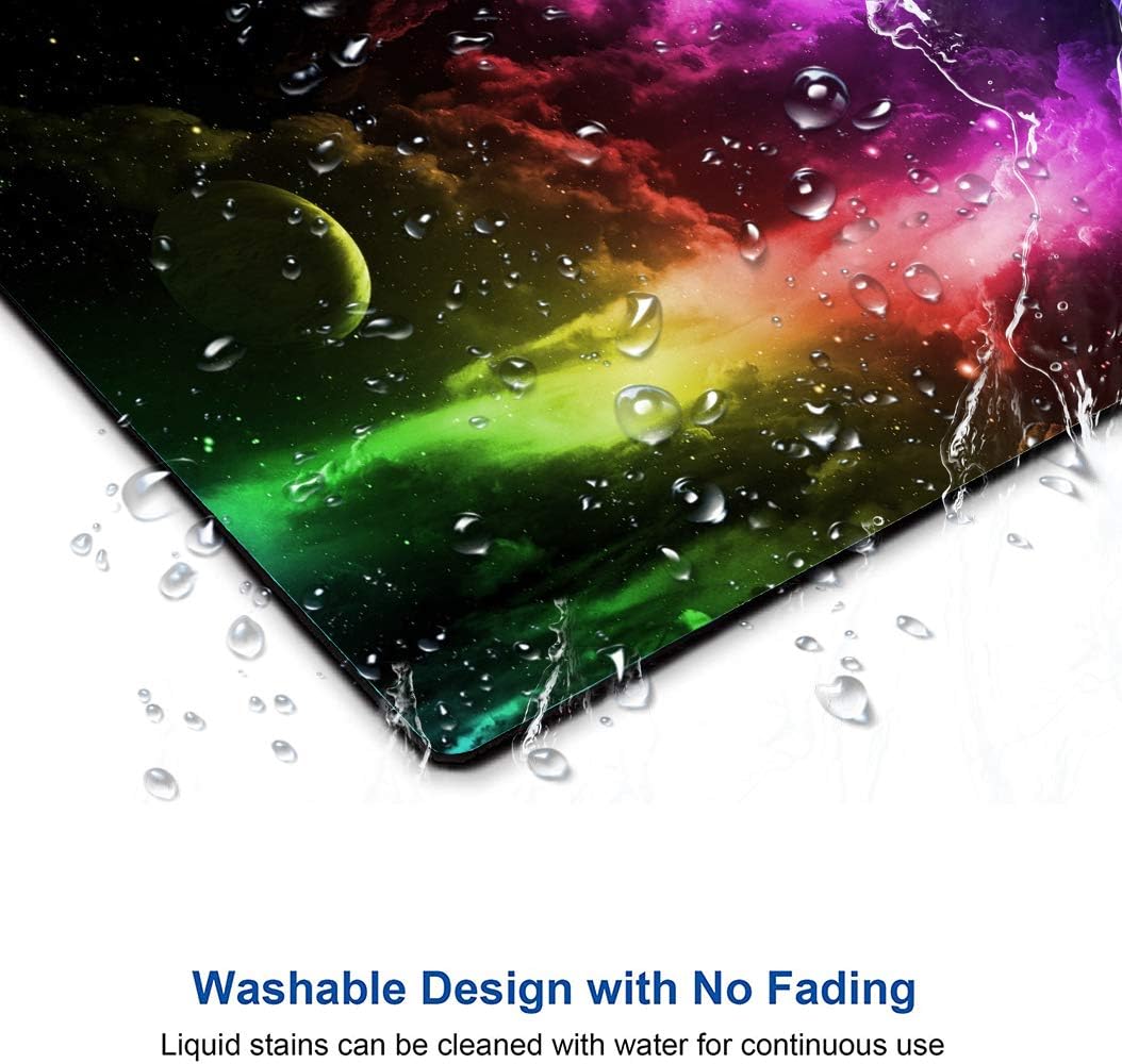 Mouse Pad, Gaming Mouse Pad, Galaxy Mouse Pad, Aurora Light Pattern Green and Purple Design Mouse Pads, Square Waterproof Mouse Pad Non-Slip Rubber Base MousePads for Office Home Laptop Travel