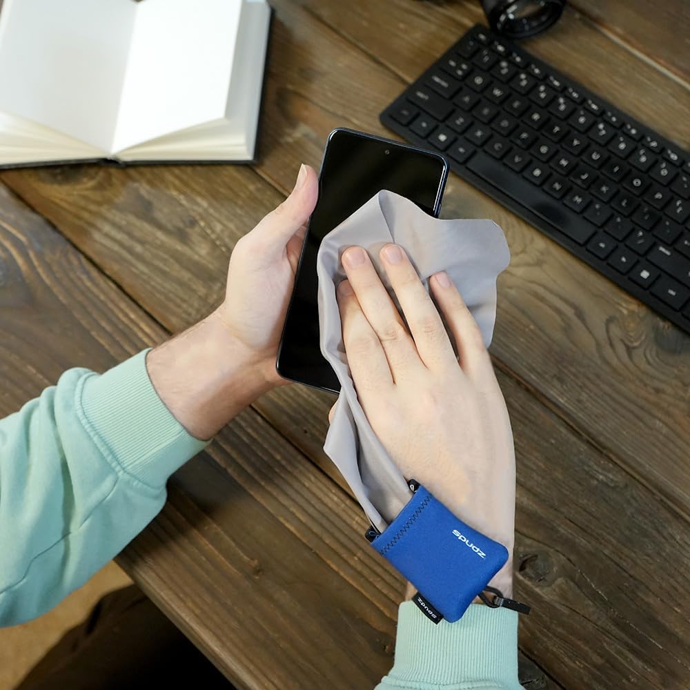 SPUDZ Classic Microfiber Lens Cleaner – Clip-On Pouch, Washable – for Binoculars, Scopes, Glasses, Screens | MAGA, 6 x 6 Inch