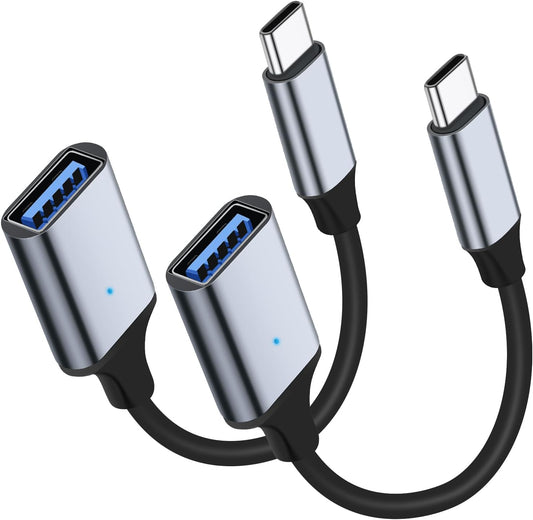 USB C to USB 3.0 Adapter [2 Pack], Type C Male to USB Female OTG Cable Thunderbolt3 to USB Adapter Compatible for iPhone 16 Pro Max/16 Plus/16/15 iPad MacBook Pro/Air Samsung Galaxy S24/S23/S22/S21