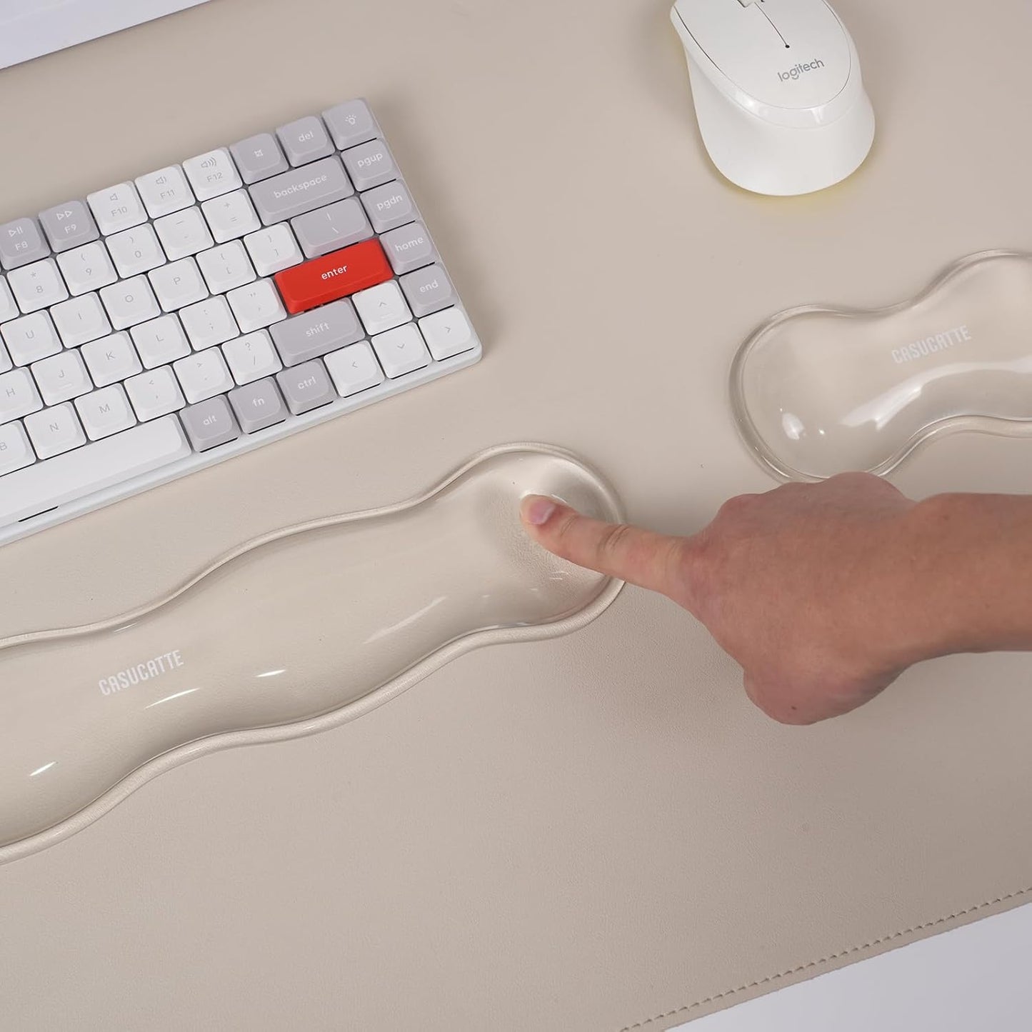CASUCATTE-Clear Gel Wrist Rest for Keyboard - Super Non-Slip, Soft & Comfortable, Washable, Relieve Office or Gaming Wrist Pain