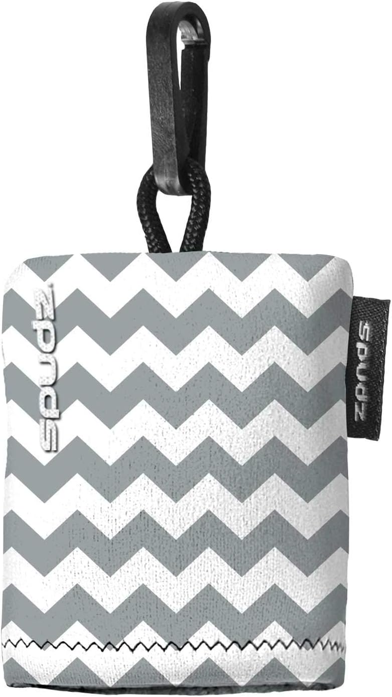 SPUDZ Classic Microfiber Lens Cleaner – Clip-On Pouch, Washable – for Binoculars, Scopes, Glasses, Screens | Gray Chevron, 6 x 6 Inch (3-Pack)