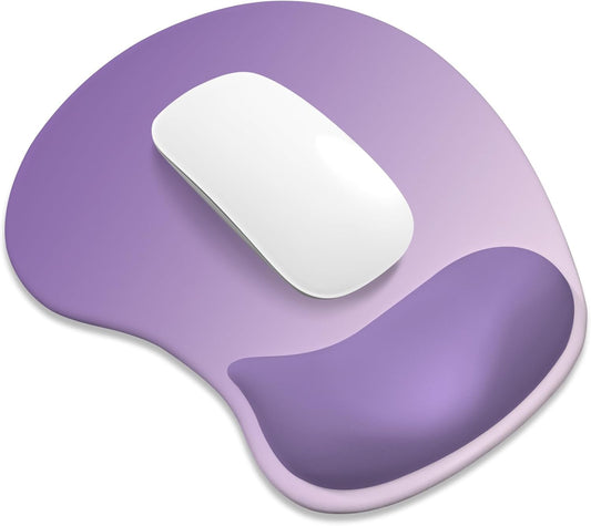 ITNRSIIET Ergonomic Mouse Pad, Cushioned Gel Wrist Rest, Non-Slip Base, Smooth Surface, Cute Multi-Color, 9.5 x 8.2 in, Lavender Fade