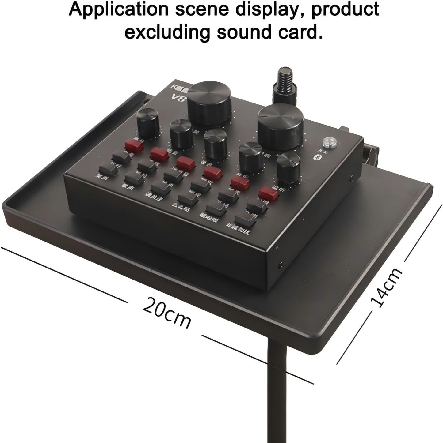 RTNLIT Microphone Stand Tray, Clamp On Firm Rack Tray Holder with 4.5 Pound Weight Capacity Adjustable Mic Stand Shelf for Live Streaming, Stage, Music Sheet, Karaoke, Recording, Podcast (7.9" × 5.5")