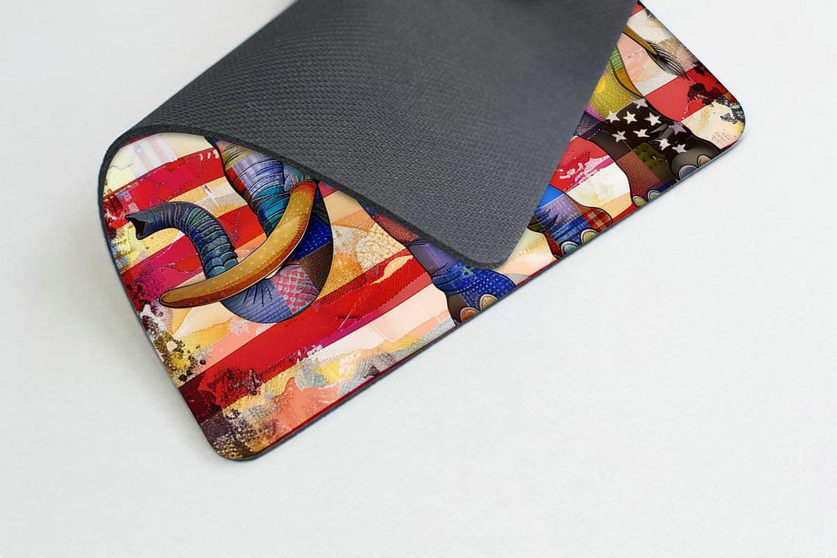 Square Mouse Pad American Flag，Colorful Baby Elephant-1,Gaming Mouse Pads for Desk,Soft Computer Waterproof Non-Slip Mouse Mat