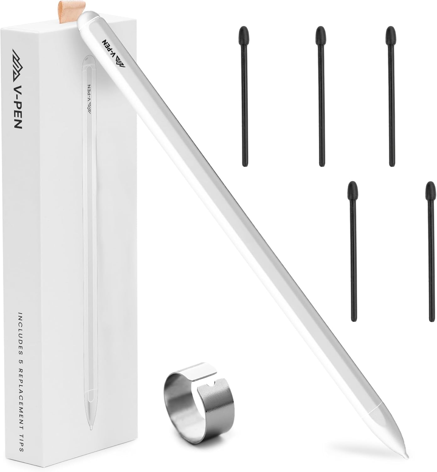 V-Pen EMR Stylus Remarkable 2 Pen Replacement with Digital Eraser + 5 Tips | 4096 Pressure Level Sensitivity & Palm Rejection | Digital Pen Marker Plus Compatible Kindle Scribe & Tablet Pen | White