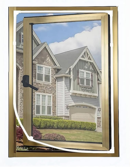 VKX Adjustable DIY Magnetic Window Screen, Fiberglass Mesh, Strong(720GS) Magnetic Strips, White Frames Grey Mesh, Suitable for Various Types of Screen Windows (45"x49")