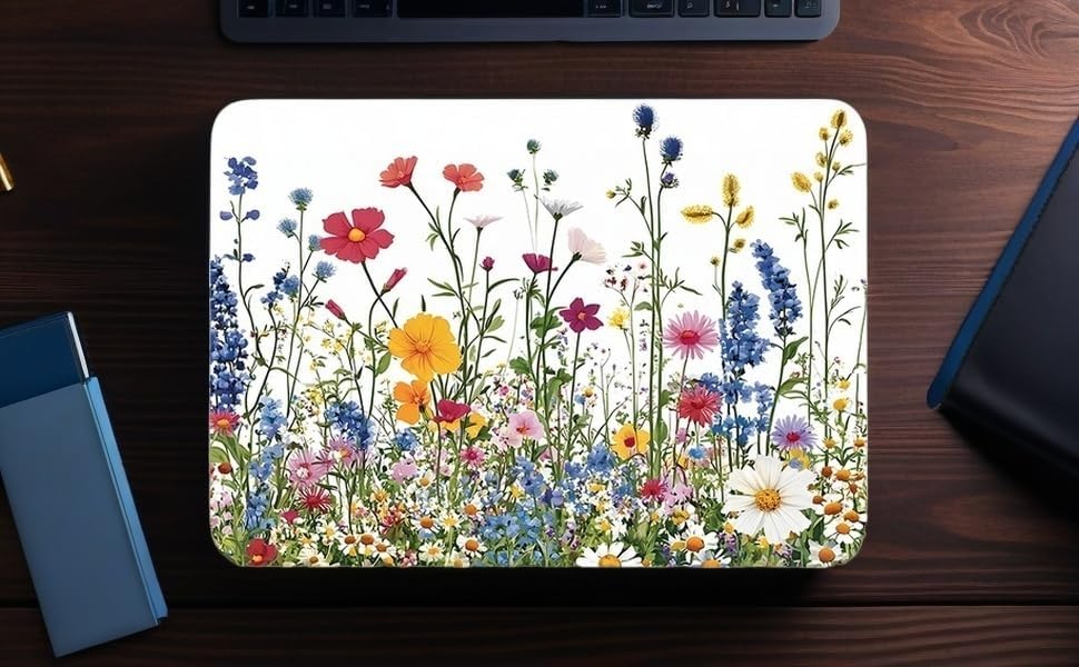 Colorful Floral Mouse Pad – Non-Slip, Washable, Waterproof with Stitched Edges, 10.2×8.3×0.12″ | Bright Desk Decor for Women, Teens & Students