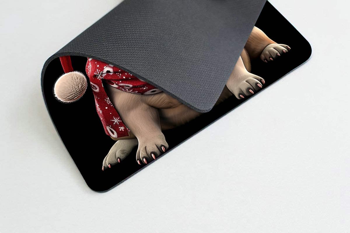 Square Mouse Pad 3D Dog-Santa Hat-1,Gaming Mouse Pads for Desk,Soft Computer Waterproof Non-Slip Mouse Mat