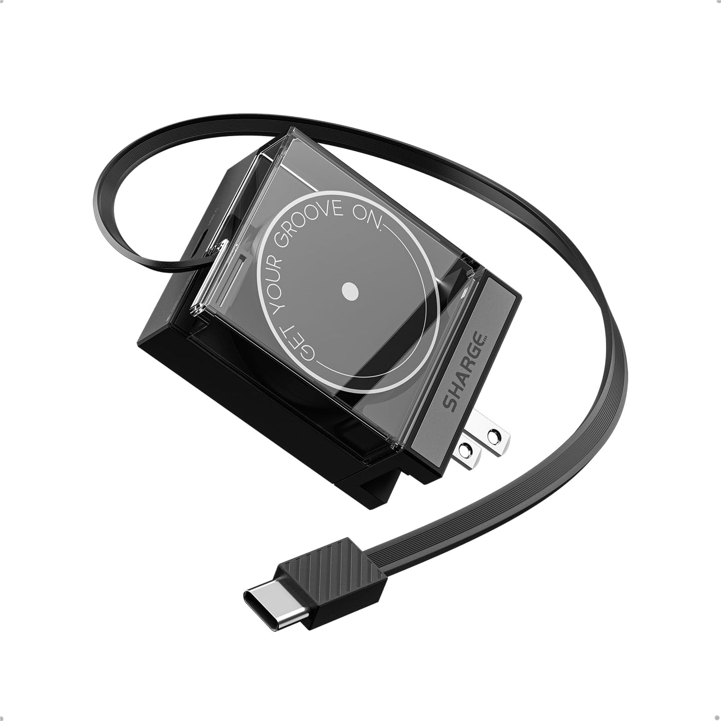 Retractable 65W USB C Charger, GaN Power Wall Charger with Retractable Cable, 2 Devices PD Fast Charging for MacBook Pro/Air, iPhone 16,Pixel Book, iPad Pro Black