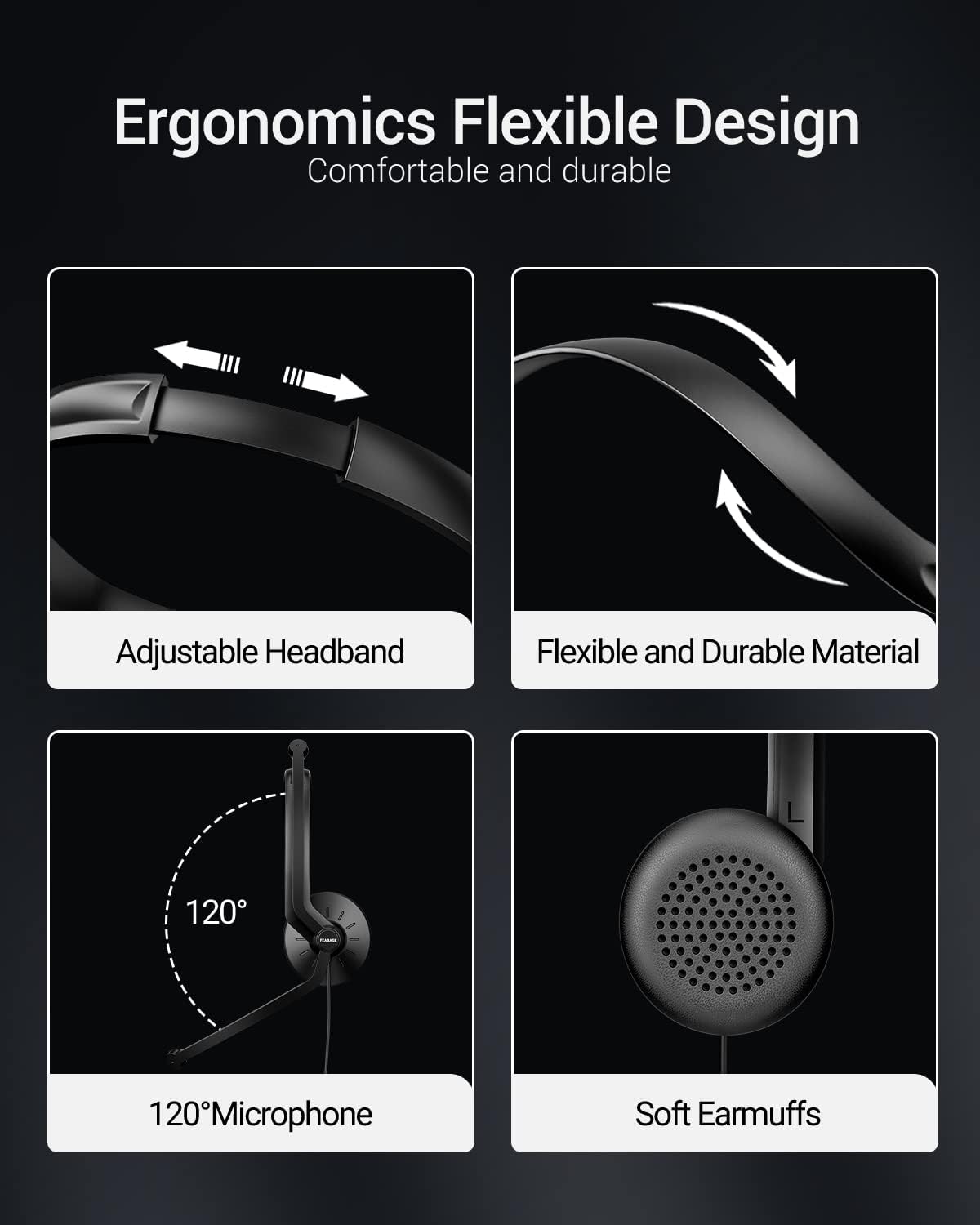 Wired Headphones with Microphone Headset - 3.5mm On-Ear Computer Headphones with Noise Cancelling Microphone for PC Laptop Home Office Online Class Skype Zoom Meetings Chat,Lightweight