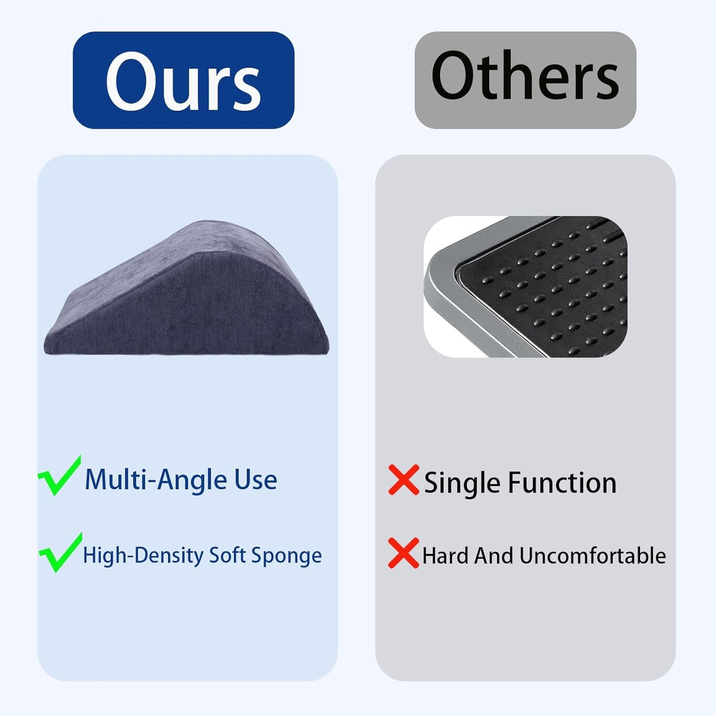 Foot Rest for Under Desk at Work Ergonomic Under Desk Footrest，Support Foot Pillow Double-Sided Footstool， for Office, Home & Gaming Leg Elevation Pillow Blue