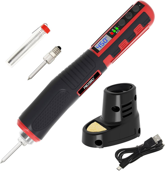 FrogBro Cordless Soldering Iron with Adjustable Cordless Temperature 392°F-842°F Type-C Fast Charging, LED Display, Portable Rechargeable Soldering Kit，Auto Sleep/Shut-Off & Safety Lock