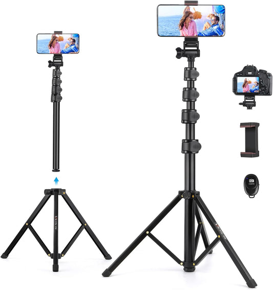Victiv 68 inch/ 173cm Phone Tripod Stand, Selfie Stick Tripod for Filming with Remote &Smartphone Holder