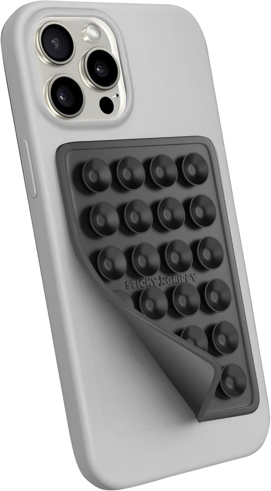 Suction Phone Case Mount, Sillicon Adhesive Phone Accessory for iPhone and Android, Hands-Free Fidget Toy Mirror Shower Phone Holder, Tiktok Videos and Selfies (Black)