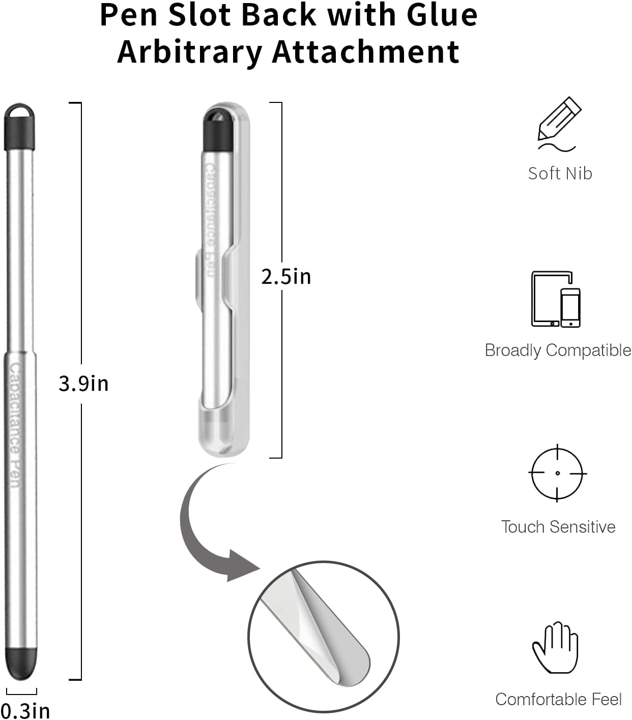 Stylus Pens with Pen Slot for Touch Screens, High Precision Capacitive Universal Stylus for iPad iPhone Tablets Samsung Galaxy All Touch Screen Devices (Transparency)