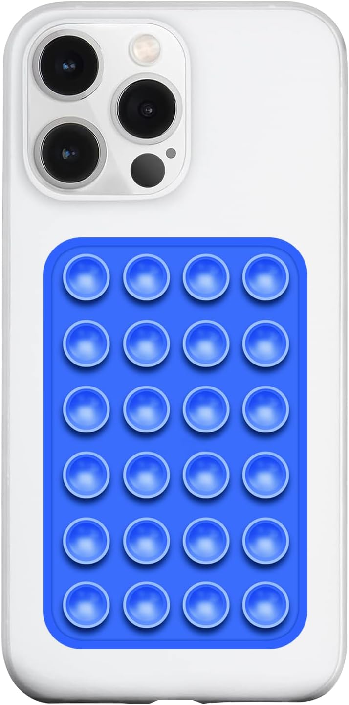 Silicone Suction Phone Case Mount, Silicon Adhesive Phone Accessory for Smartphones, Hands-Free Mirror Shower Phone Holder for Selfies, Tiktok Videos (Dark Blue)