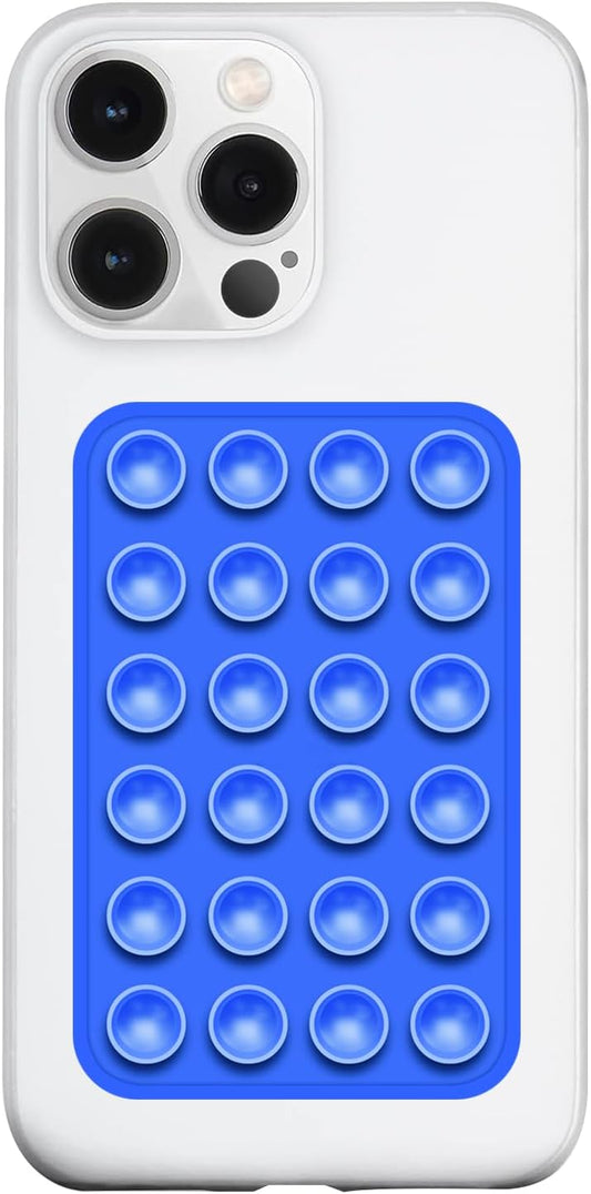 Silicone Suction Phone Case Mount, Silicon Adhesive Phone Accessory for Smartphones, Hands-Free Mirror Shower Phone Holder for Selfies, Tiktok Videos (Dark Blue)