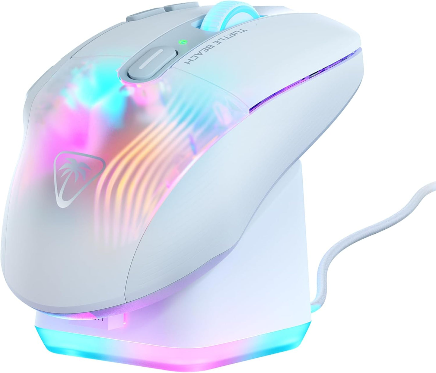 Turtle Beach Kone XP Air Wireless Customizable Ergonomic RGB Gaming Mouse, Bluetooth, 19K DPI Optical Sensor, 100-hour Battery & Charging Dock, 29 Programmable Inputs & RGB Lighting, 4D Wheel – White