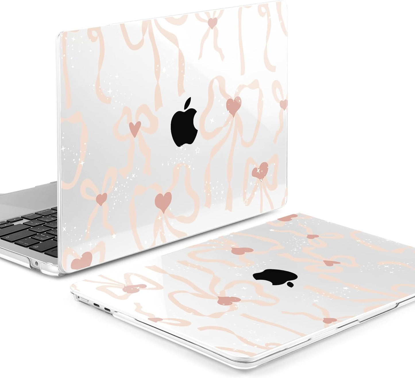 MEEgoodo Case for M4/M3/M2 MacBook Air 13.6 inch Case 2025 2024 2022, Fit Model A3240/A3113/A2681, Hard Shell with Keyboard Cover Compatible with MacBook Air 13 inch, Aesthetic Coquette Ribbon Bow