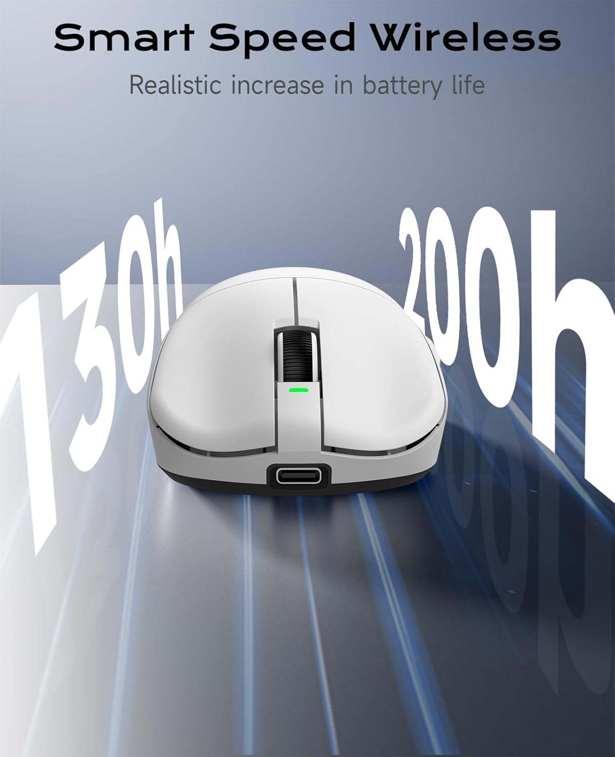 VGN Lightspeed Wireless Gaming Mouse with Dual-Mode 2.4G/Type-C Wired - 25K Sensor - 26,000 DPI - 55g Lightweight - 6 Programmable Buttons - Up to 200h Battery Life for PC/Mac- F1 Pro Max White
