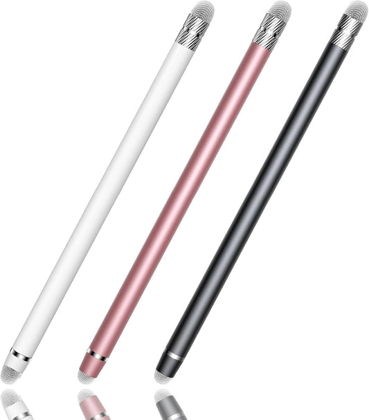 Stylus Pen for Touchscreen,2-in-1 High Sensitivity & Precision Stylus Pen,Suitable for Ipad/iPhone/Android Tablets,Compatible with All Touch Screen Devices(3 Stylus-Black/White/Rose Gold)