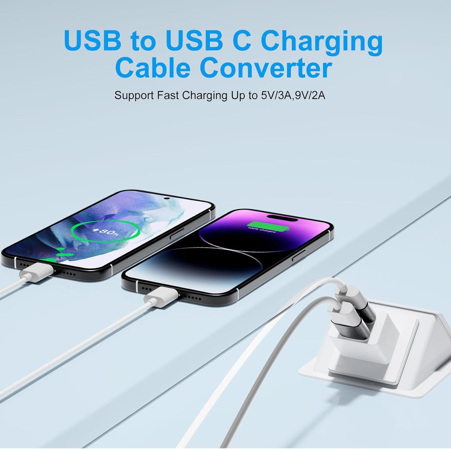 USB to USBC Adapter 8 Pack,USB A to C Adapter,USBC Female to USBA Male OTG Connector,C Cable Converter for iPhone,iWatch,Car Play,USB Charger,Grey