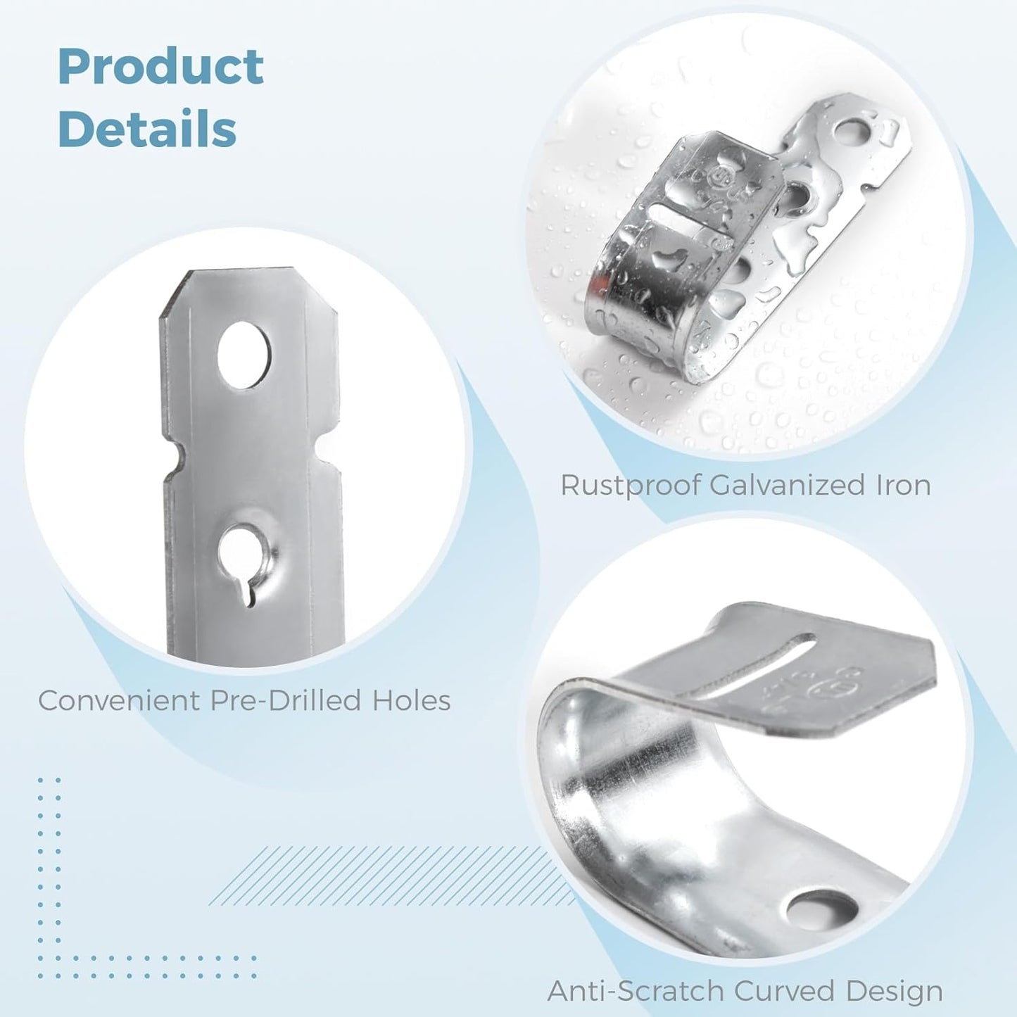 OMISTAR 50 PCS Cable Support J Hooks, 3/4 in Cable Management Brackets, Heavy Duty Galvanized Iron Wire Hooks for Network Cables, Fiber Optics, Rust-Resistant for Outdoor Use