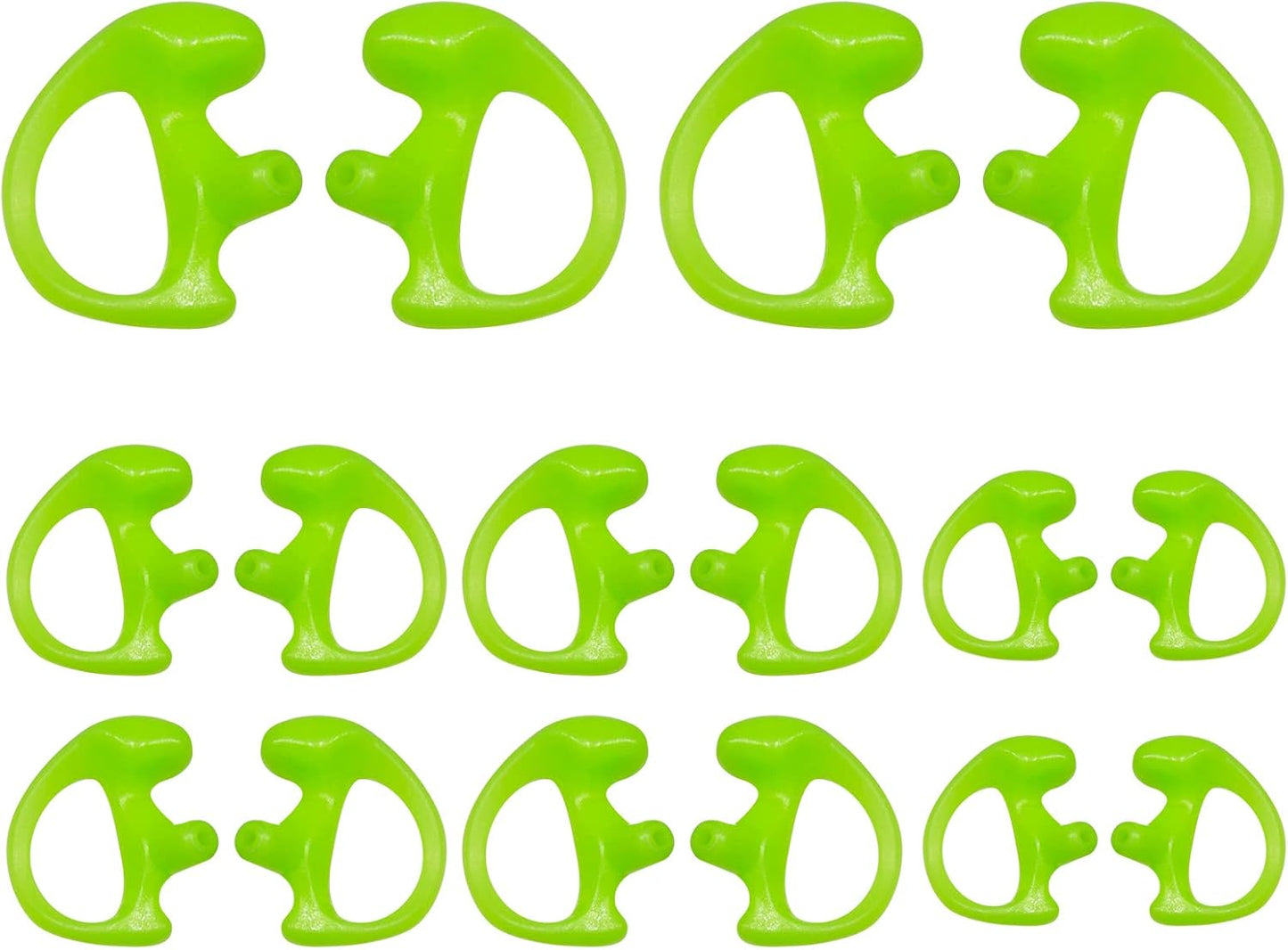 Silicone Replacement Earmold for Motorola/Baofeng/Retavis Radios - Police Walkie Talkie & Law Enforcement Soft Earpiece Inserts (8 Pair, Green - 2L/4M/2S)