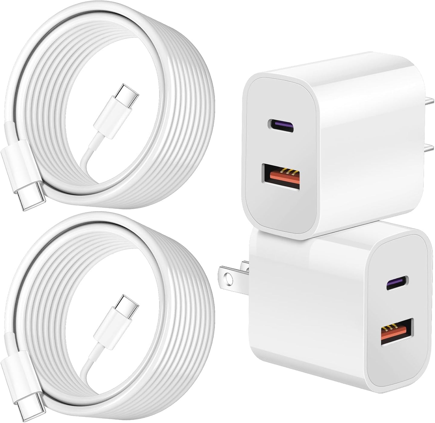 iPhone 16 15 Charger Fast Charging Block,Dual Port USB A/C Charger Adapter Plug,2Pack Quick Double USB A/C Wall Power Plug,6FT USBC to C Cable for iPhone 16 ProMax/16 Pro/16 Plus/15 ProMax/15/iPad Pro