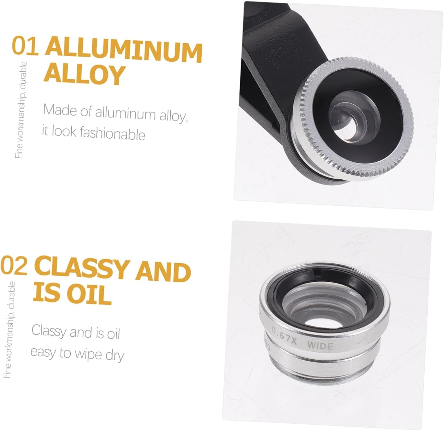 Portable Cell Phone Camera Lens Super Wide Angle Lens Macro Lens Fisheye Lens Clip on 3 in 1 Mobile Phone Lens Compatible for iPhone 6S/7/8/X (Silver)