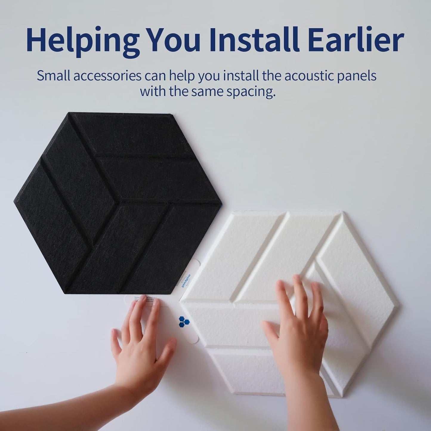 Mollywell Hexagon Acoustic Panels, Carved Patterns, Soundproofing, Decorative Noise Reduction Felt Wall Tiles for Ceilings, Home Office & Gaming Room (Black and White), 14x12x0.4 Inch