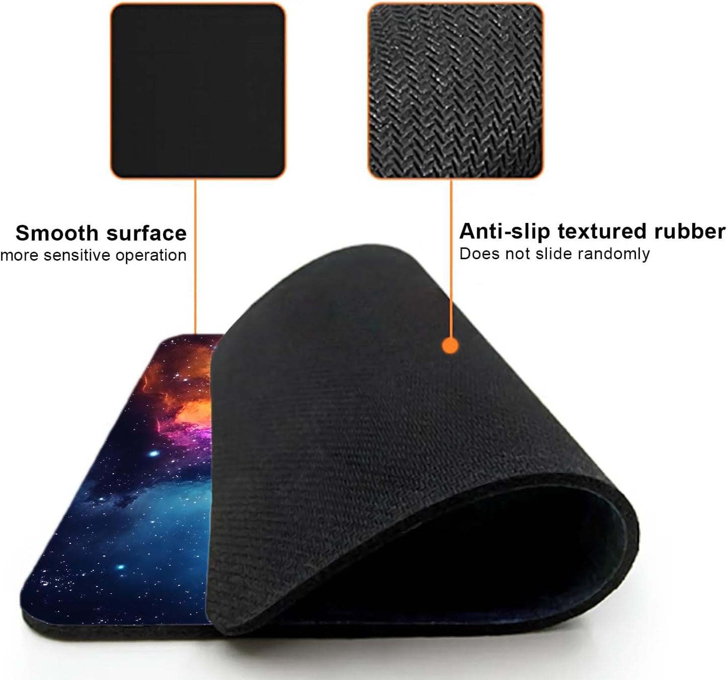 Mouse Pad, Glitter Blue Nebula Galaxy Mouse Pads for Desk, 9.5" x 7.9" Non-Slip Rubber Base Computer Mousepad with Women, Portable Square Design for Wireless Mouse and Pad Laptop Office & Travel