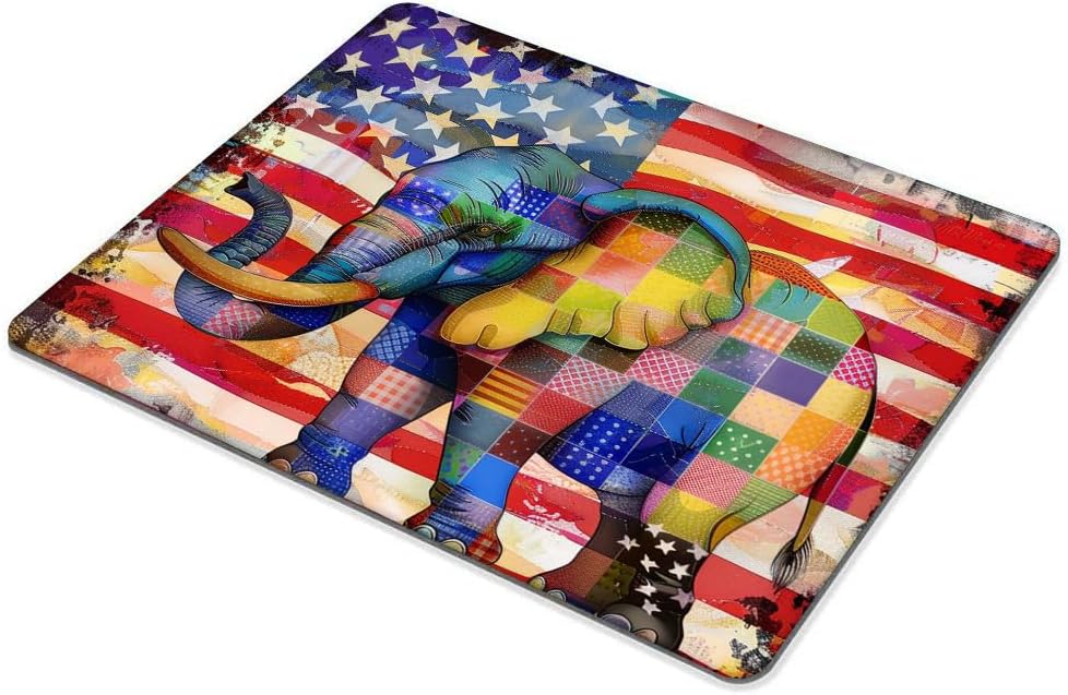 Square Mouse Pad American Flag，Colorful Baby Elephant-1,Gaming Mouse Pads for Desk,Soft Computer Waterproof Non-Slip Mouse Mat